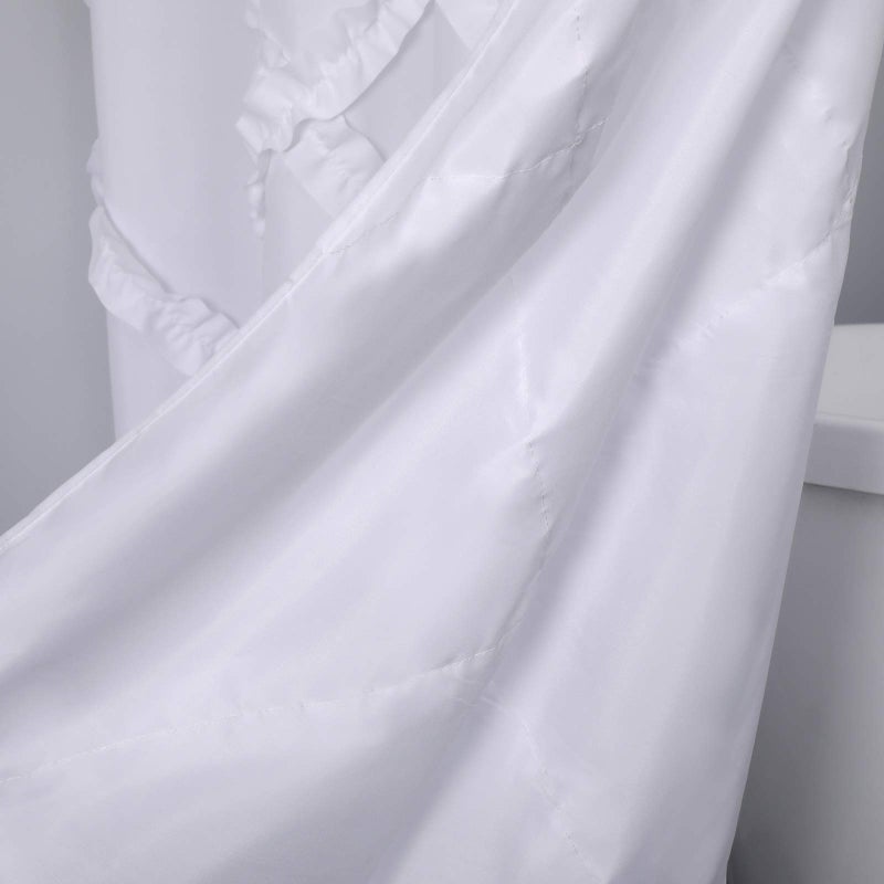 GARSTYLE White Ruffle Diamond Fabric Shower Curtain for Bathroom | Farmhouse Rustic Style 72â€™â€™x72â€™â€™ - Image 5